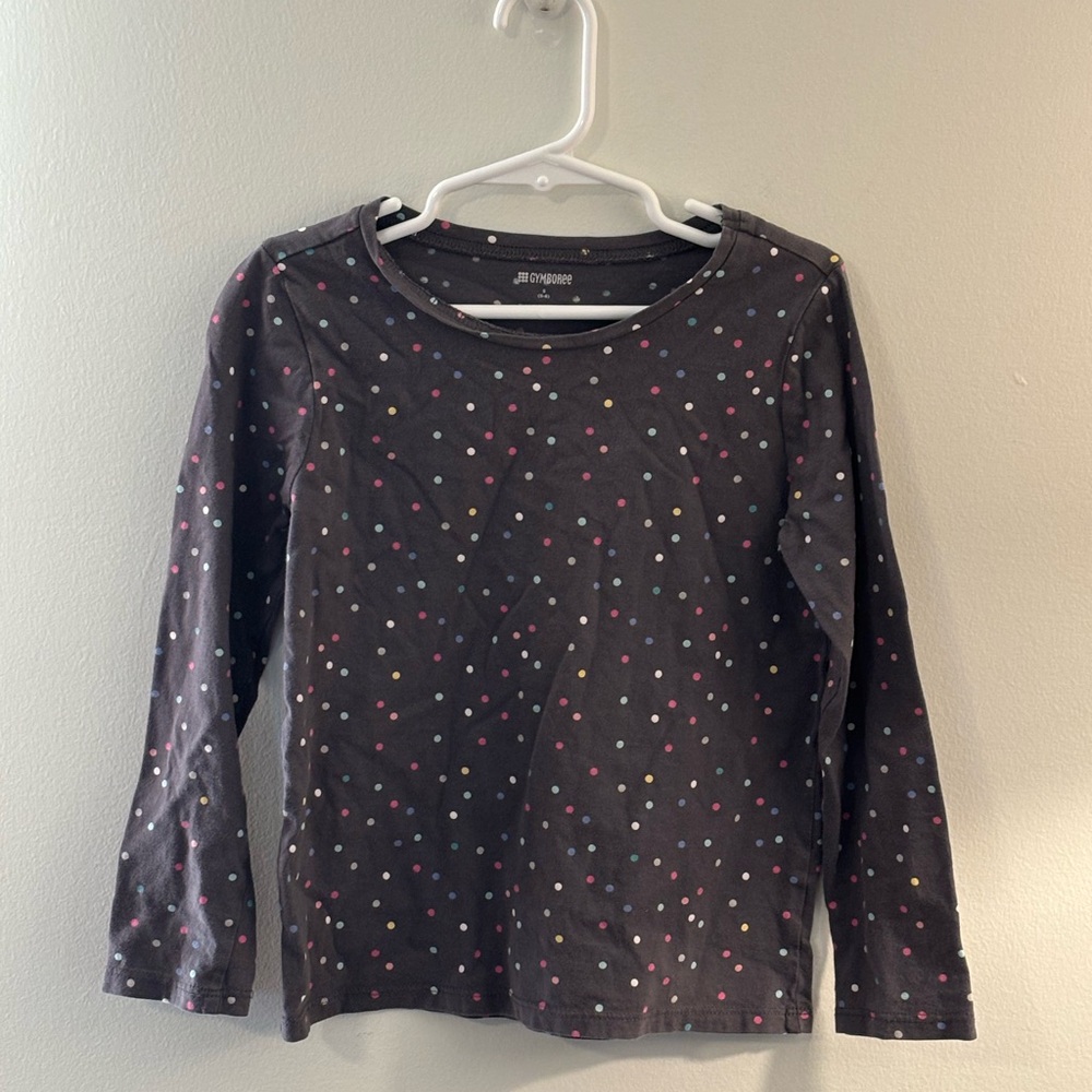 Gymboree Kids' Long Sleeve Shirt - Black with Colorful Dots